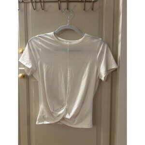 Outdoor Voices Women's White Knot Front T-Shirt Size M Casual Activewear